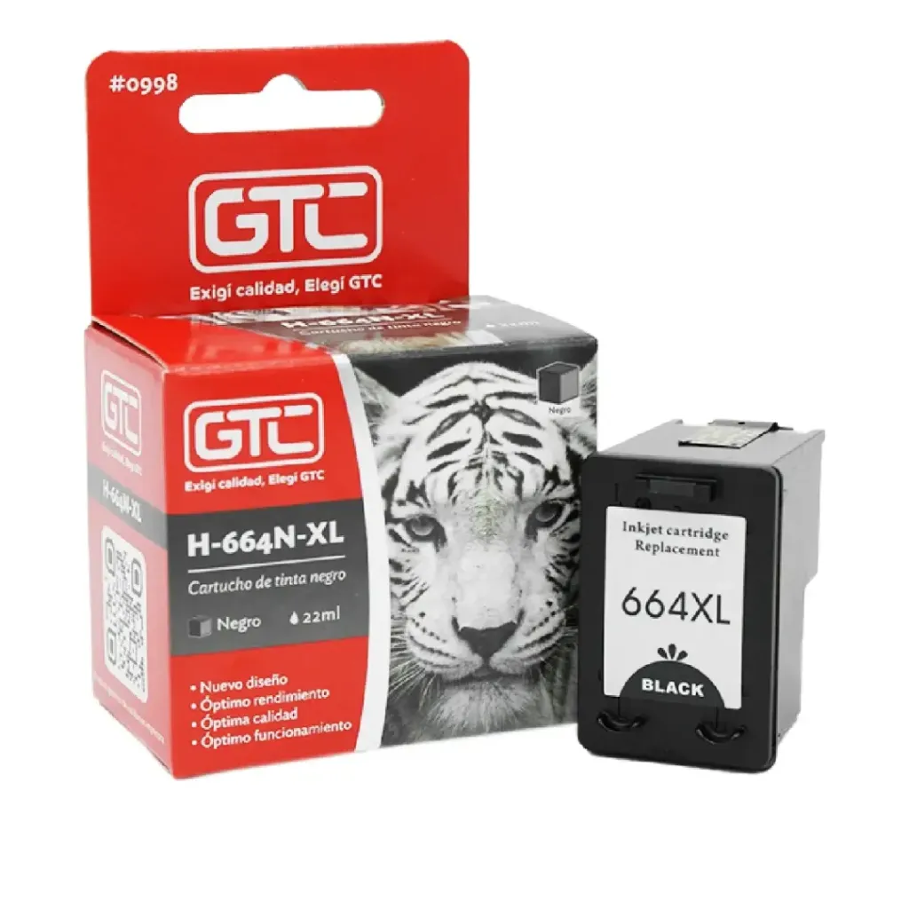 [00428] GT-664N Cart.Tinta P/HP 664 XL Black - NEW CHIP